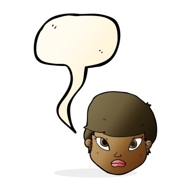 Konuşma baloncuğu olan ciddi bir çizgi film.