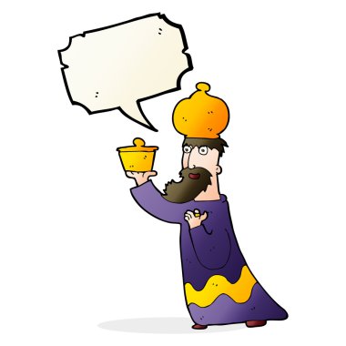 Konuşma balonu olan üç bilge adamdan biri.