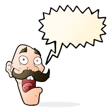 konuşma balonu ile korkmuş yaşlı adam çizgi film