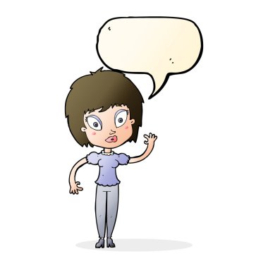 Konuşma balonu olan güzel bir kız.