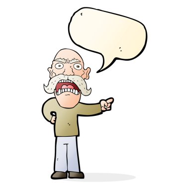 karikatür kızgın yaşlı adam konuşma baloncuğu ile