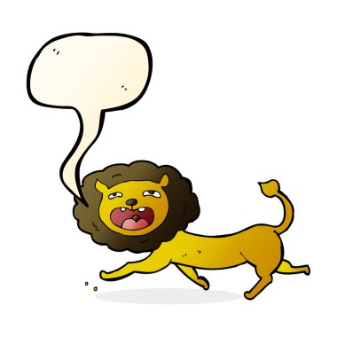 Konuşma baloncuklu çizgi film aslanı