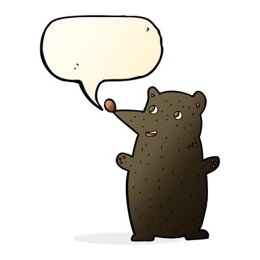 komik karikatür siyah ayı ile konuşma balonu