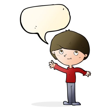 çizgi film mutlu çocuk konuşma balonu ile