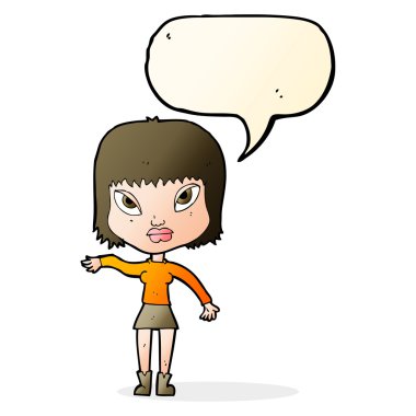 çizgi film kadın konuşma balonu ile jest yapma