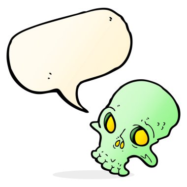 Konuşma baloncuklu garip kafatası