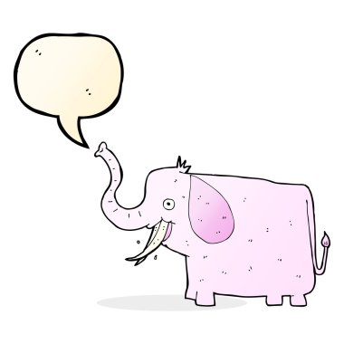 Konuşma balonlu mutlu bir fil.