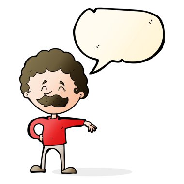 Çizgi filmci, konuşma balonuyla kamp hareketi yapıyor.