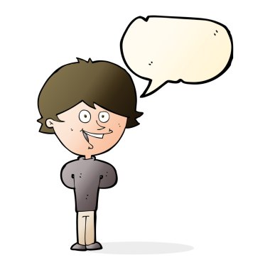 çizgi film mutlu çocuk konuşma balonu ile