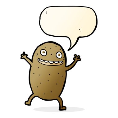 Konuşma baloncuklu mutlu patates çizgi filmi
