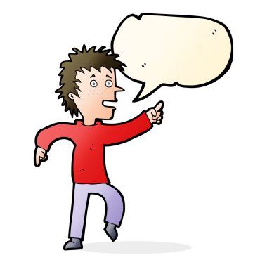 çizgi film mutlu adam konuşma baloncuğu ile işaret