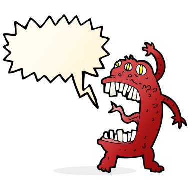 Konuşma balonlu çılgın canavar çizgi filmi.