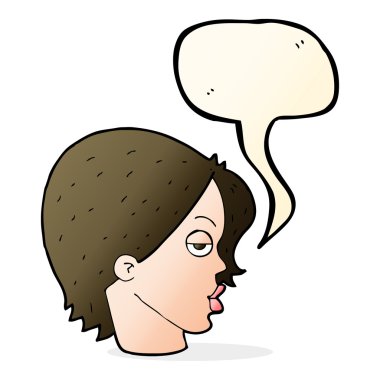 çizgi film kadın konuşma balonu ile kaş raising