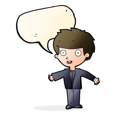 çizgi film mutlu çocuk konuşma balonu ile