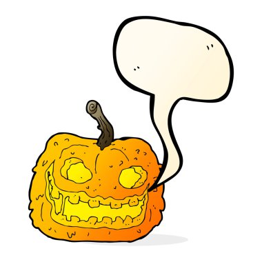 Konuşma baloncuklu garip balkabağı.