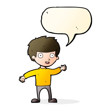 çizgi film mutlu çocuk konuşma balonu ile
