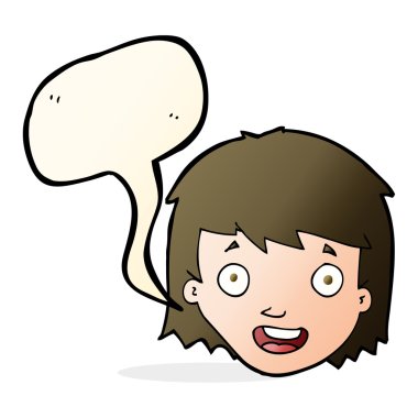 çizgi film mutlu kadın yüzü ile konuşma kabarcığı