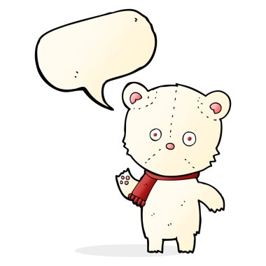 Kutup ayısı ile konuşma balonu sallayarak çizgi film