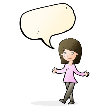 Hayır endişeli konuşma balonu ile kadınla çizgi film