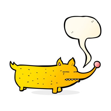 Konuşma balonlu komik küçük köpek.