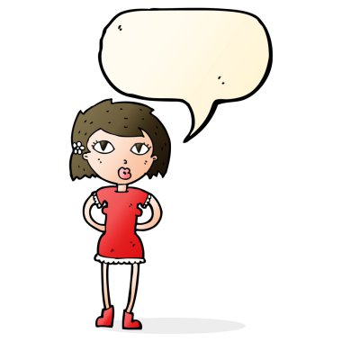 karikatür kadınla konuşma balonu