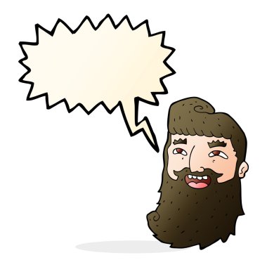 karikatür gülen sakallı adam konuşma baloncuğu ile