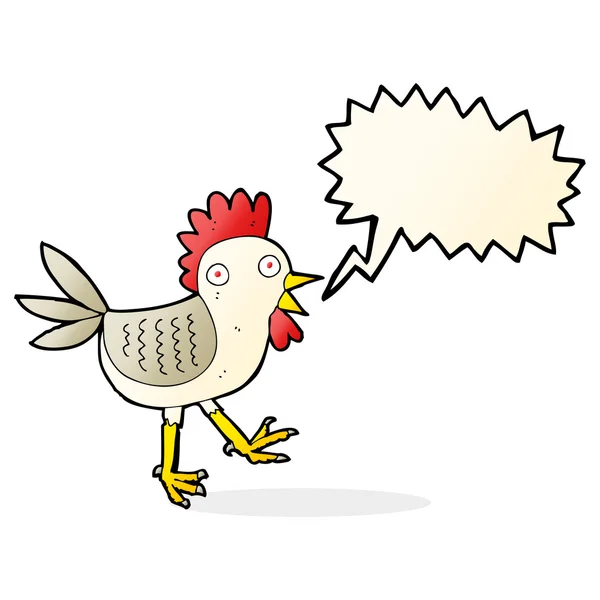 Funny cartoon chicken with speech bubble — Stock Vector