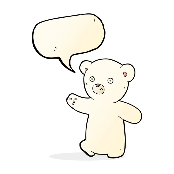 Cartoon polar bear cub med pratbubblan — Stock vektor