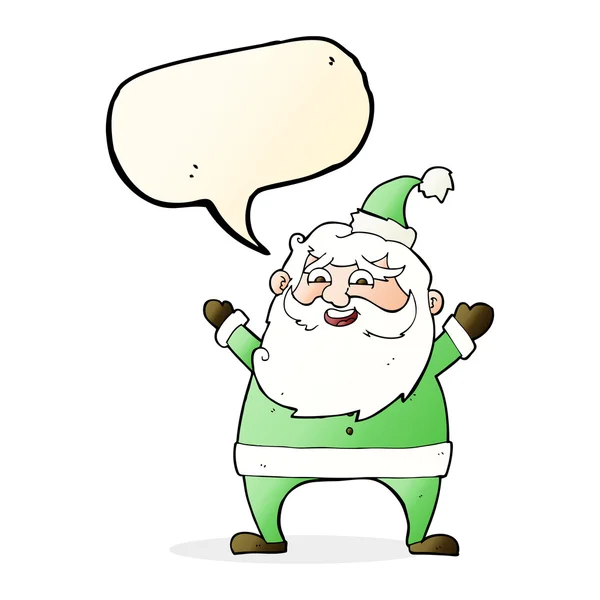 Jolly santa cartoon with speech bubble — Stock Vector