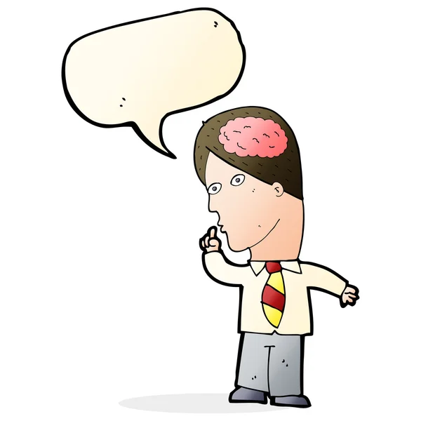 Cartoon zakenman met enorme hersenen met spraakzeepbel — Stockvector