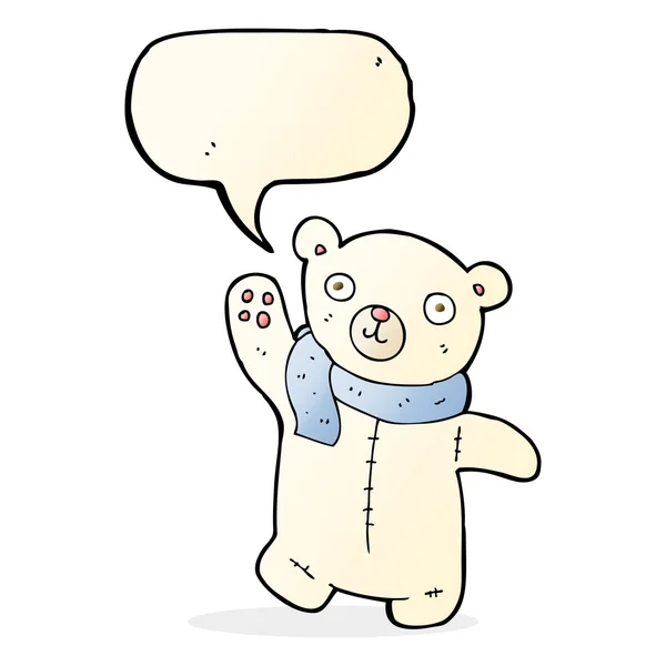 Lindo oso de peluche polar de dibujos animados con burbuja de habla — Vector de stock