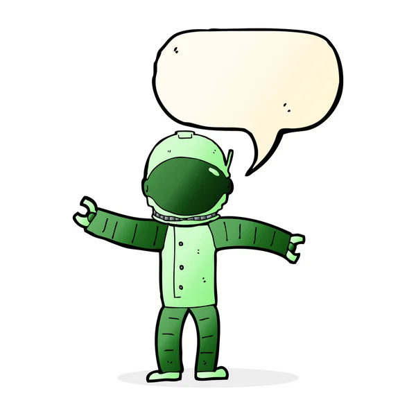 Cartoon astronaut with speech bubble — Stock Vector