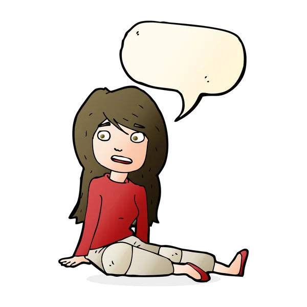 Dibujos animados chica sentada en el suelo con el habla burbuja — Archivo Imágenes Vectoriales