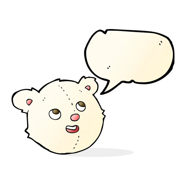 Faccia dell'orso polare del fumetto con la bolla di discorso — Vettoriale Stock