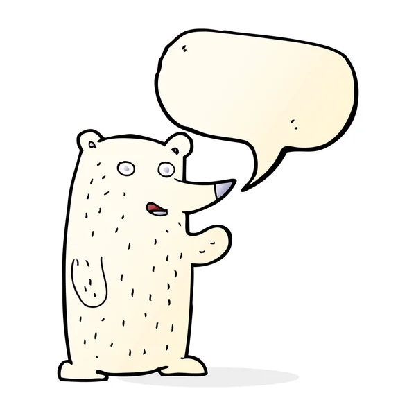 Γελοιογραφία κουνώντας πολική αρκούδα με το συννεφάκι λόγου — Διανυσματικό Αρχείο