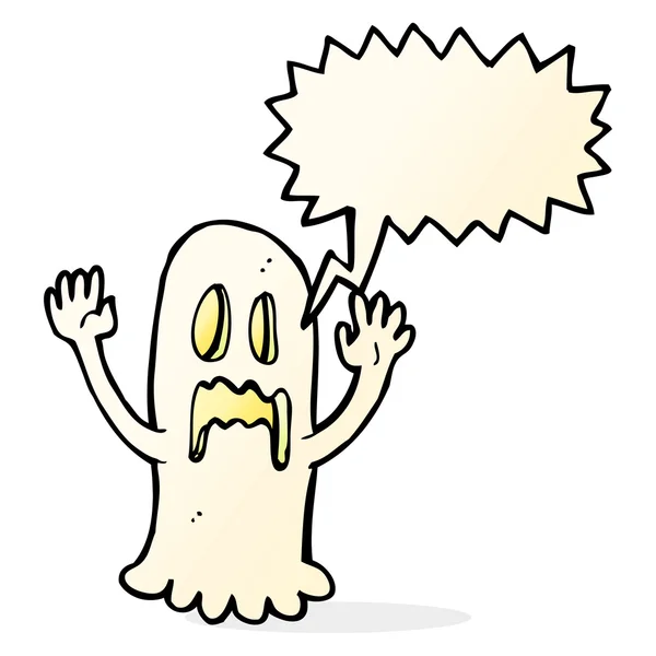 Κινουμένων σχεδίων τρομακτικό φάντασμα με φούσκα ομιλία — Διανυσματικό Αρχείο
