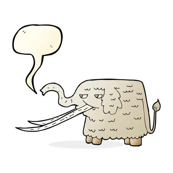 Cartoon woolly mammoth with speech bubble — Stock Vector