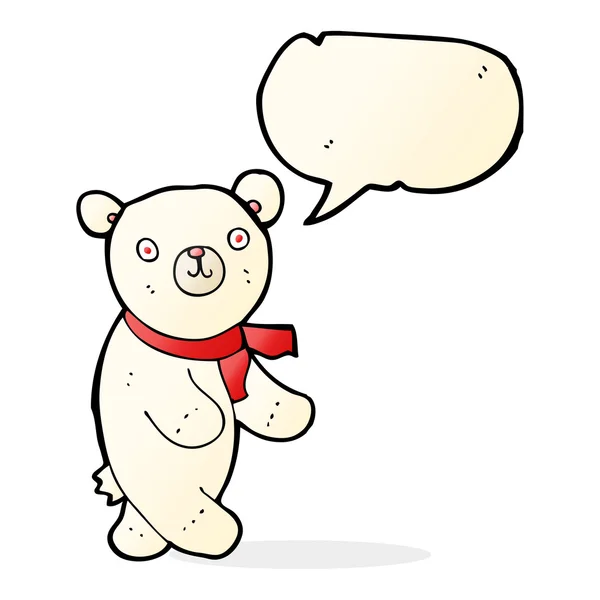 Lindo oso de peluche polar de dibujos animados con burbuja de habla — Vector de stock