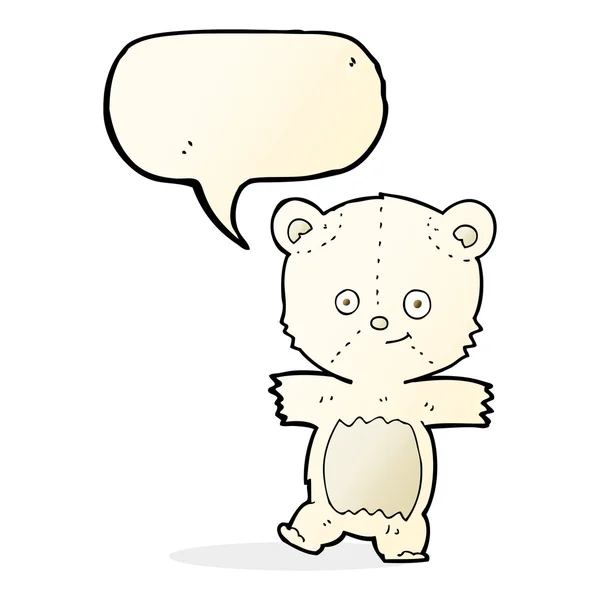 Karikatur niedlicher Eisbär mit Sprechblase — Stockvektor