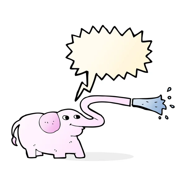 Caricature éléphant éjacule d'eau avec bulle de parole — Image vectorielle
