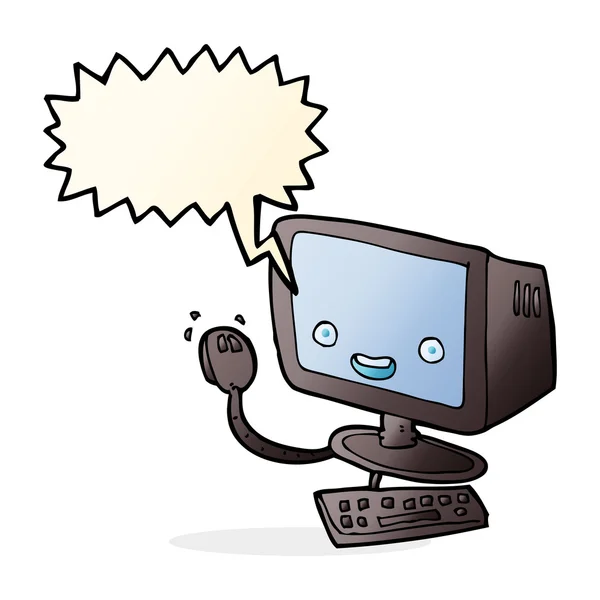 Cartoon computer with speech bubble — Stock Vector