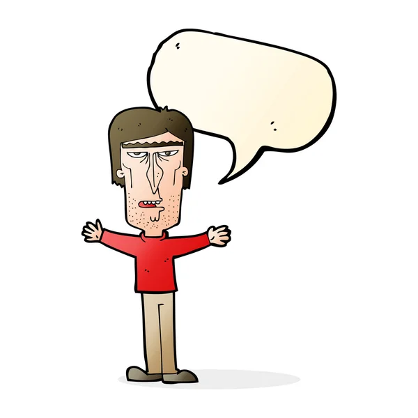 Hombre enojado de dibujos animados con burbuja de habla — Vector de stock
