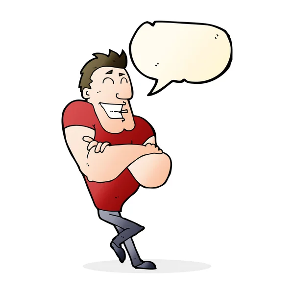 Cartoon muscle guy with speech bubble — Stock Vector