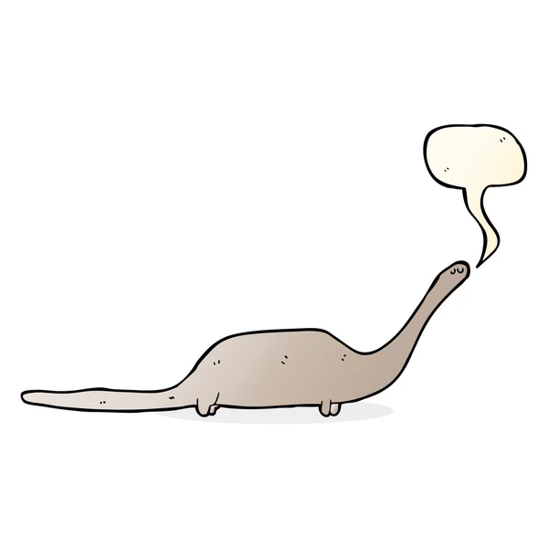 Мультяшный динозавр с пузырьком речи — стоковый вектор