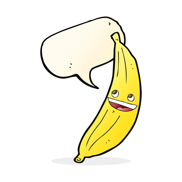 Kreslený šťastný banán s bublinou řeči — Stockový vektor