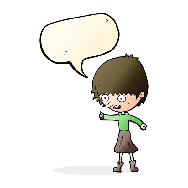 Cartoon woman stressing out with speech bubble — Stock Vector