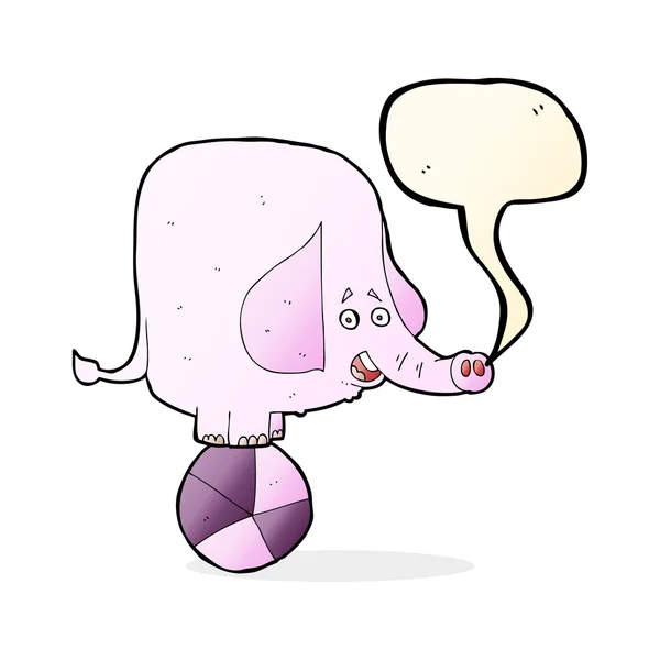 Elefante de circo de dibujos animados con burbuja del habla — Vector de stock