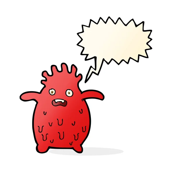Cartoon grappig slijm monster met spraakbel — Stockvector