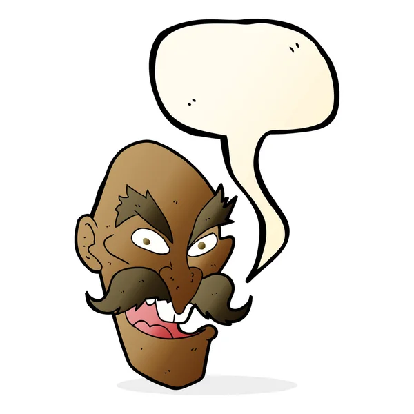 Dibujos animados cara de hombre viejo malvado con burbuja de habla — Vector de stock