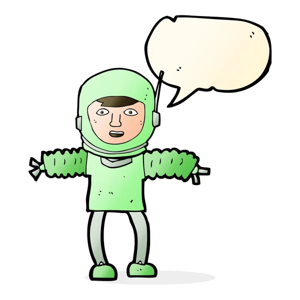 Astronauta cartone animato con bolla vocale — Vettoriale Stock